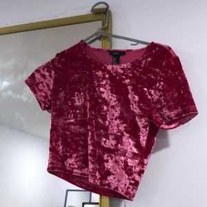 pink velvet crop top